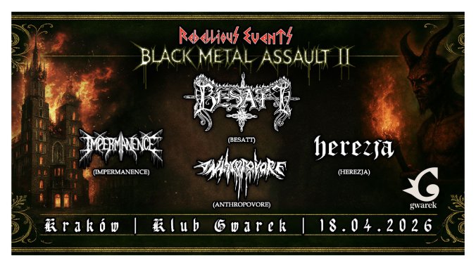 Bilety kolekcjonerskie - Black Metal Assault II: Besatt, Impermanence, Herezja, Anthropovore