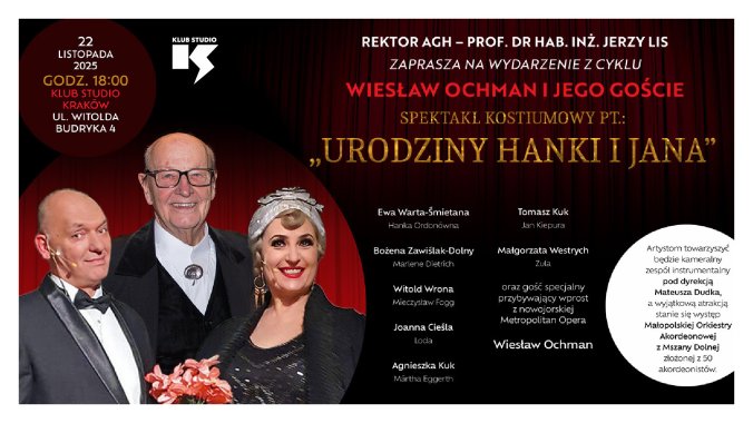 Bilety kolekcjonerskie - Wiesław Ochman zaprasza na spektakl kostiumowy "Urodziny Hanki i Jana"